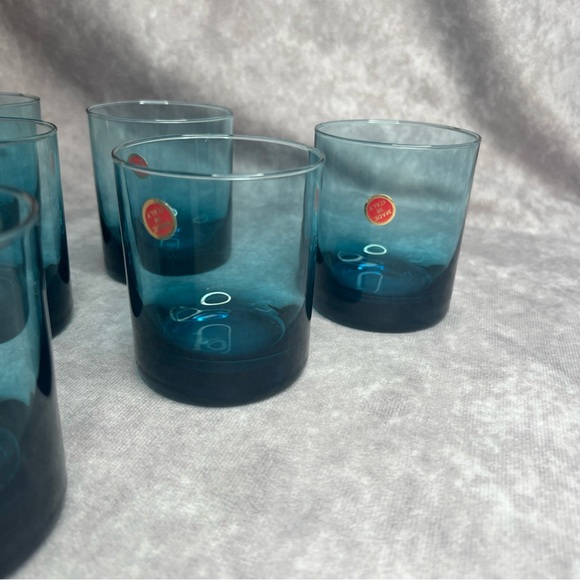 6 Vintage Turquoise Blue Barware Drinking Glasses Set of 6 Made Italy READ - Picture 3 of 12